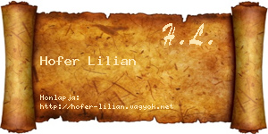 Hofer Lilian névjegykártya